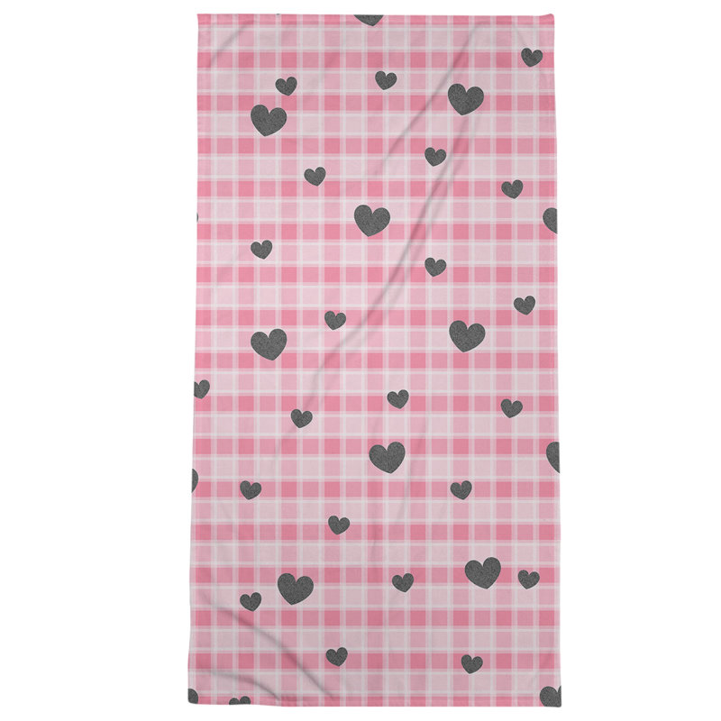 Bath Towel, Pink/Black, Microfiber, Bath Towel