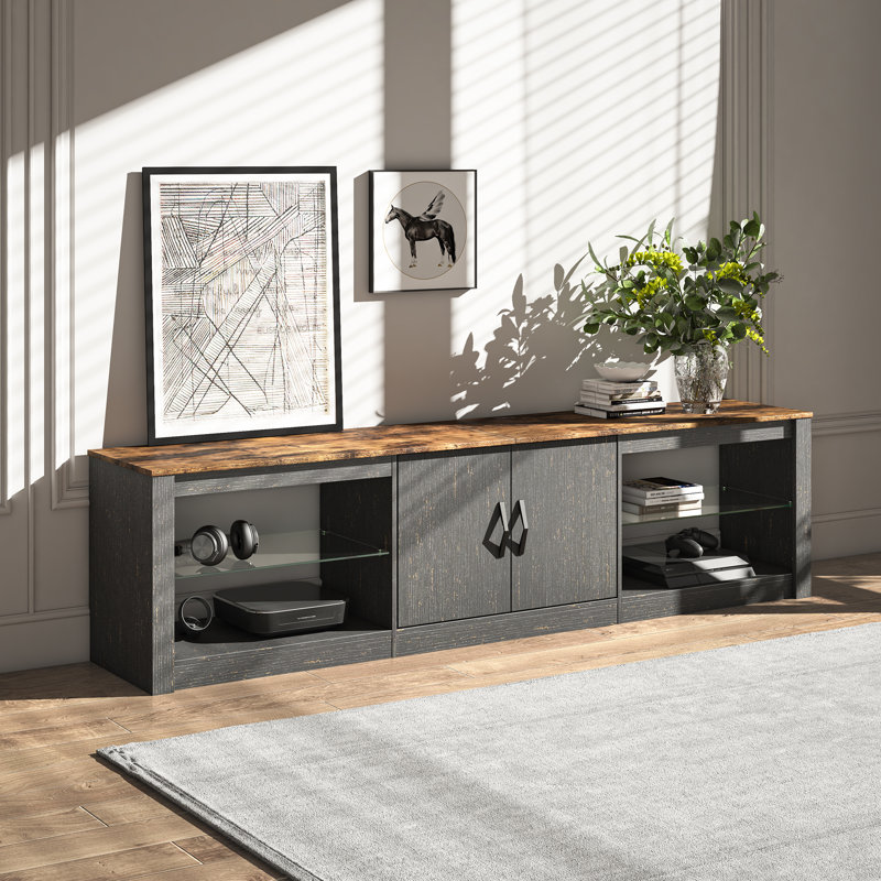179cm TV Stand for TVs up to 75" with Storage Cabinet, Entertainment Center for TVs with LED Light , Gray