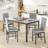 5 Piece Dining Table Set For 4, Rectangle Faux Marble Dinette Set With 4 Upholstered Chairs For Kitchen, Breakfast Nook, Small Space-2070535237-2070535239