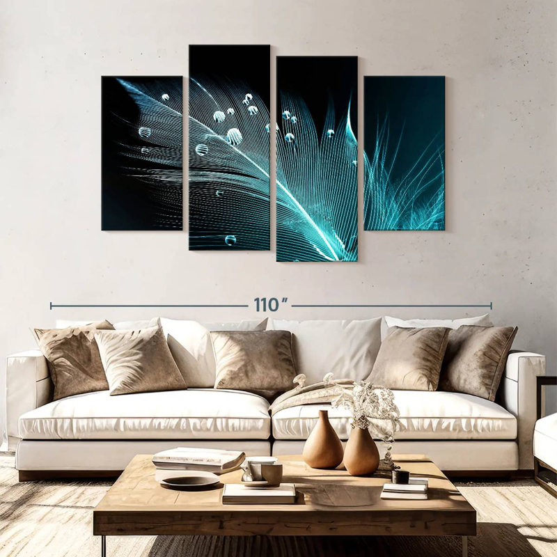 Kerner Dewy Teal Feather, 54" H x 84" W