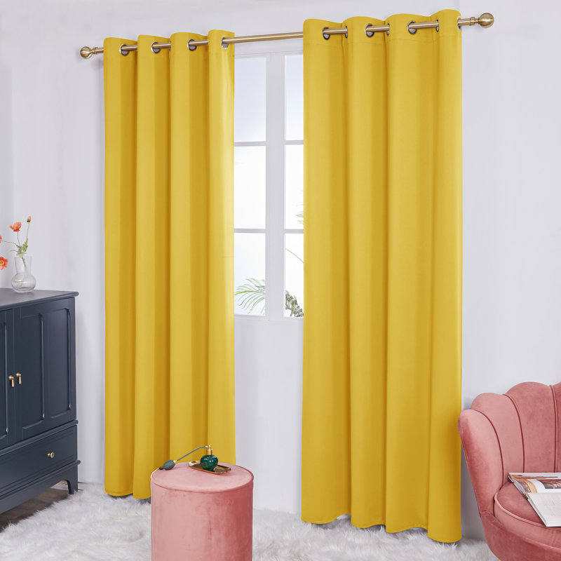 Rideaux isolants et obscurcissants (ensemble de 2), L 52 po x L 84 po, Jaune moutarde