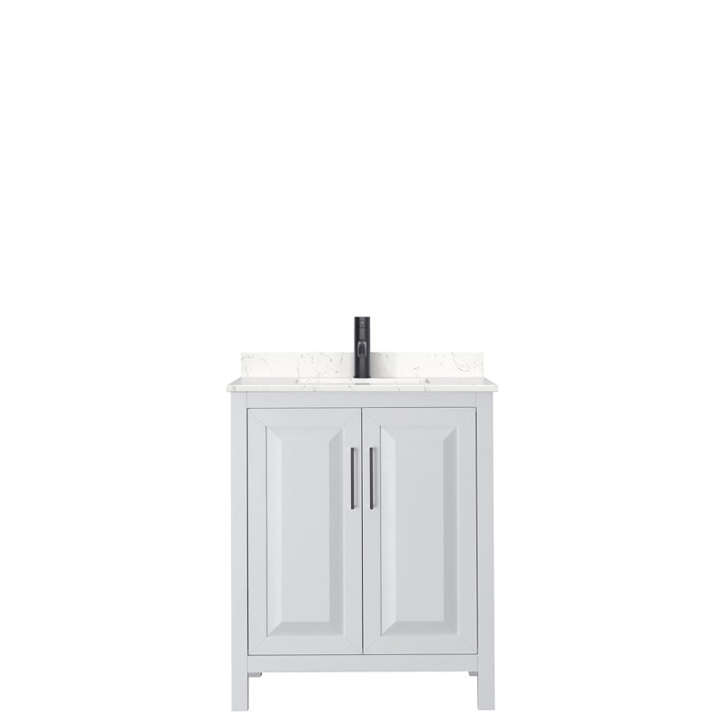 Daria 30'' W Single Vanity, White, White Cultured Marble, Matte Black