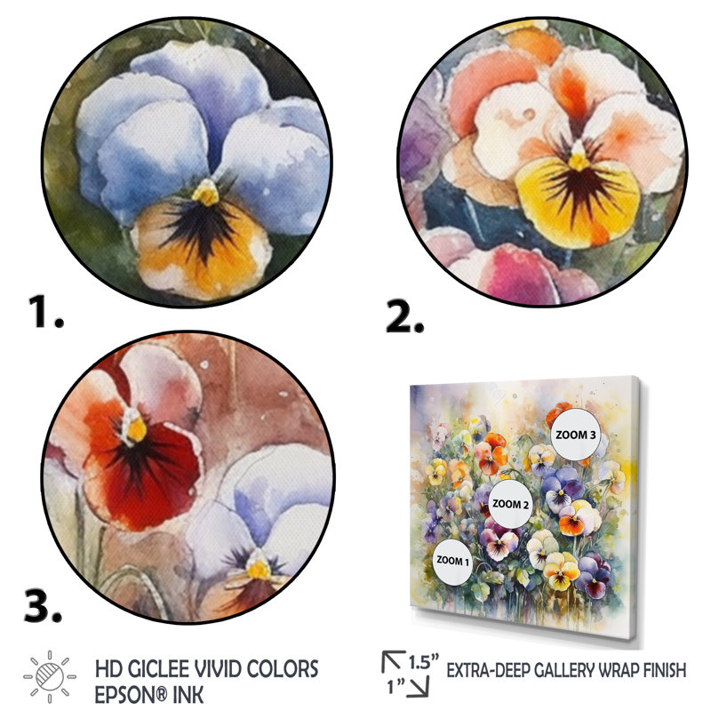 «Purple Blossoming Petunias III», reproduction d'art sur toile, H 30 po x l 30 po x P 1 po, Cadre flottant doré