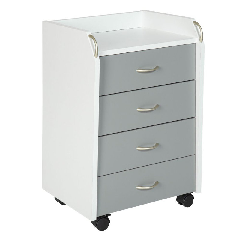 Pronti 4 Drawer Filing Cabinet, White/Grey