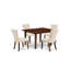 Ensemble de table de salle à manger 5 pièces moderne comprenant une table rectangulaire en bois avec feuille de papillon et 4 chaises Parson en tissu de lin beige clair, acajou-1945027900