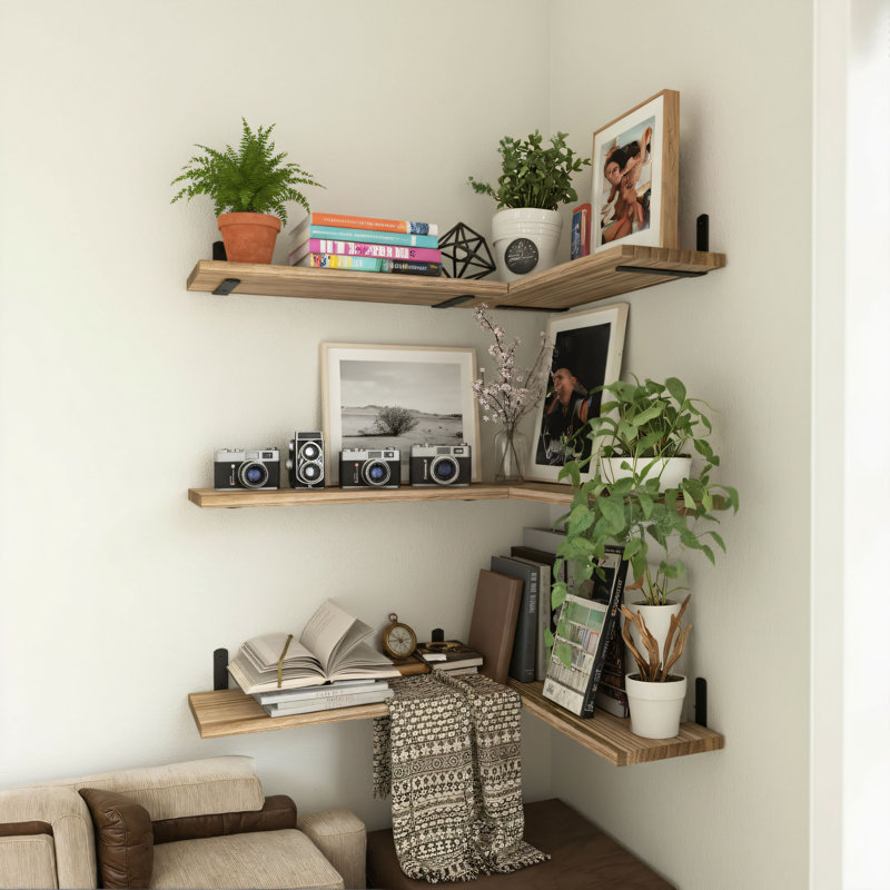 Rustic Retro Brown Wooden Floating Shelving Set (6 Pieces), Wall-Mounted Decorative Shelves, Versatile For Bedrooms, Bathrooms, And Living Rooms.