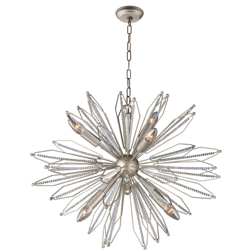 Lustre à spheres spoutnik 6 lumières avec accents de cristal Cutright