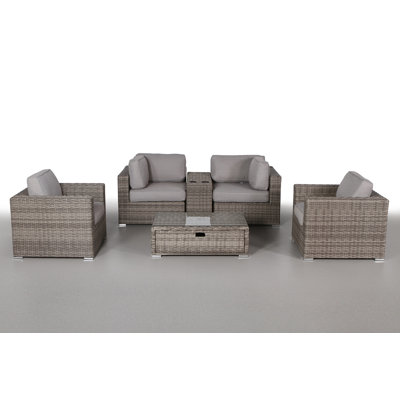 Ensemble de conversation pour 4 personnes avec coussins Burrell