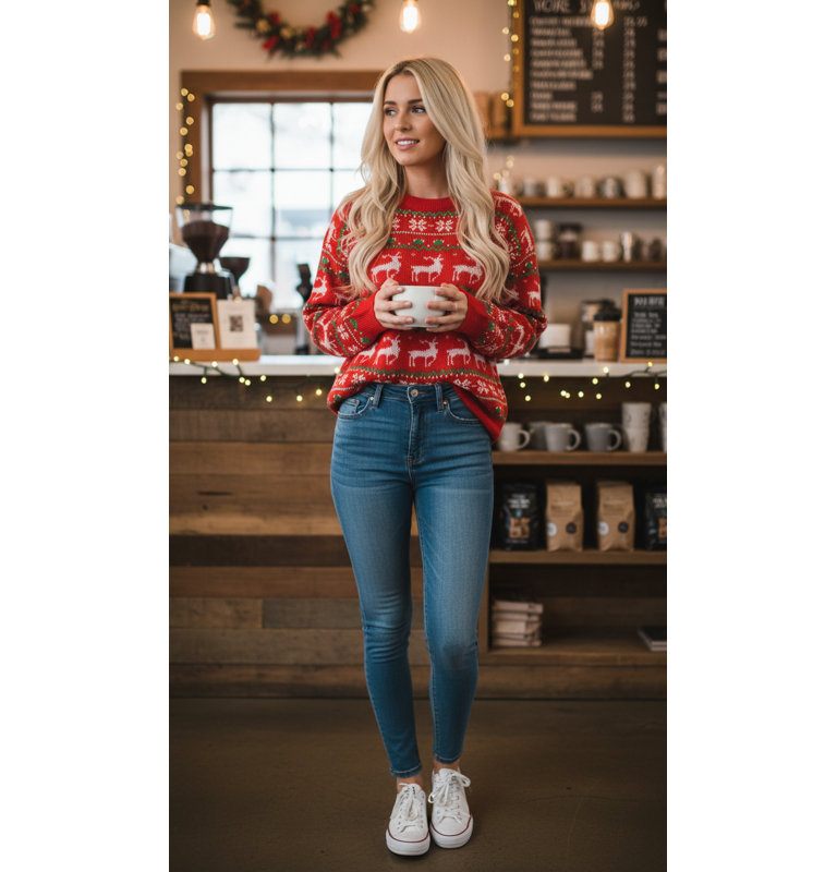 Christmas Fun Nordic Red Jumper, 3XL