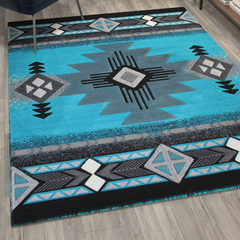Leitha traditionnel en fibre d'oléfine, Rectangle 5 pi x 7 pi