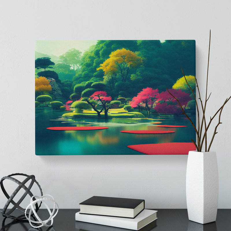 Japanese Garden Pond Vol.6 - Wrapped Canvas, 35cm H x 50cm W x 3cm D