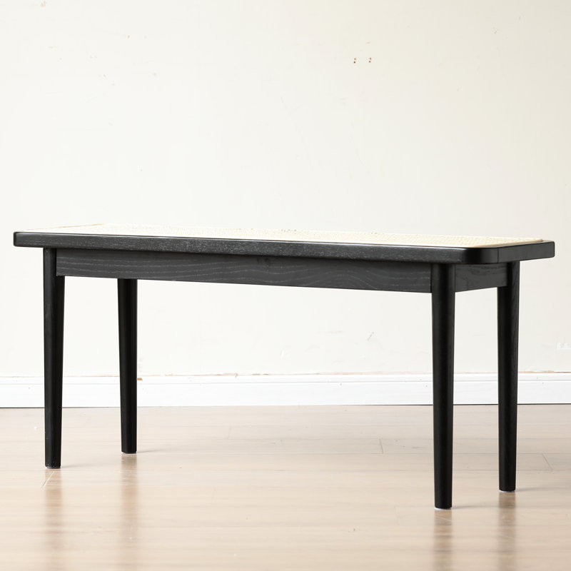 Enticing Black Solid Oak Bench For Bedroom End, Living Room, Or Entryway, 40.28" W, 10.74" D, 16.92" H, Soft Texture And Comfortable Unique Wide, Deep, High, Breathable