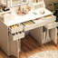 Meuble-lavabo blanc avec grand miroir, 6 tiroirs, 3 lumières chaudes et une tablette, 4 casiers de style américain