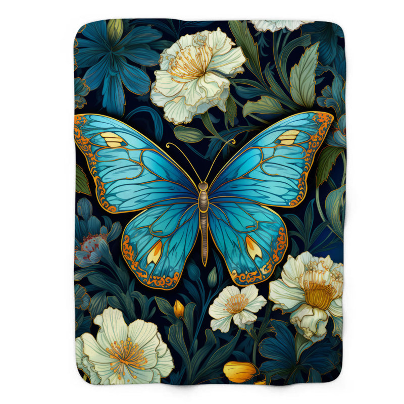 Elegant Butterfly - 1 Piece Premium Sherpa Blanket, Twin