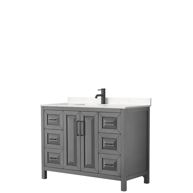 Daria Single Bathroom Vanity Set, Dark Gray, Matte Black, 48"