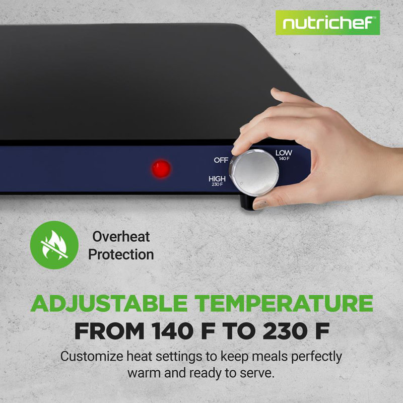 Electric Food Warming Tray - Hot Server Plate with Adjustable Temperature Control Ideal for Buffets, Restaurants, Parties, Events and Home Dinners