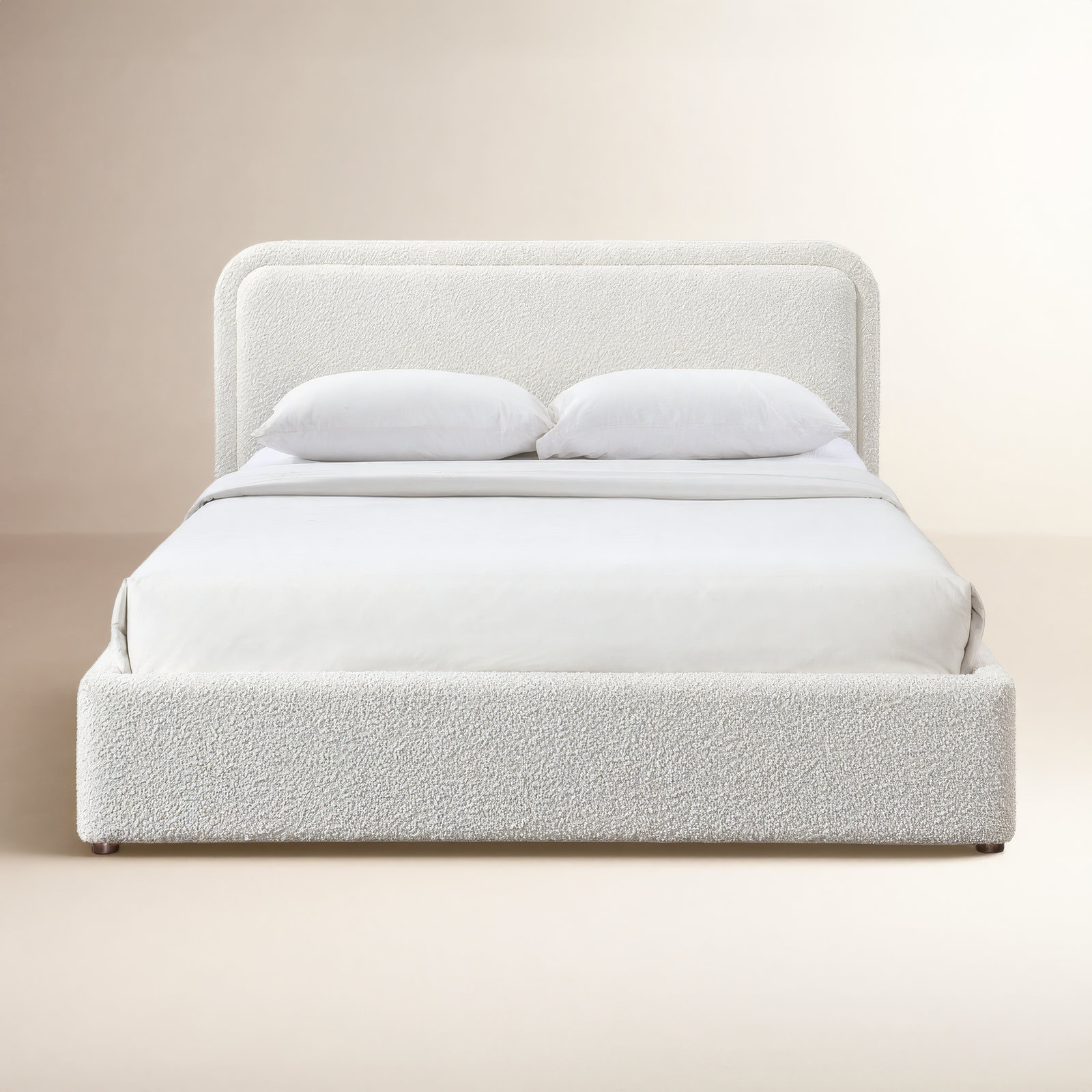 Baneza Platform Bed, Queen, White Boucle