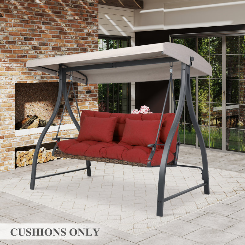 Tufted Porch Swing Cushions, Red