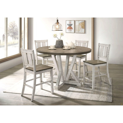Antique White Rustic Style 1pc Counter Height Dining Table Two-tone Design Dining Room Furniture