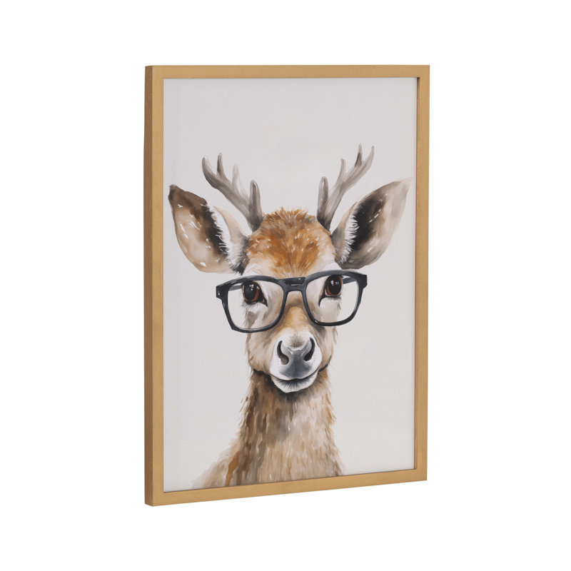 Adorable animal, art mural, Cadre doré, H 12,65 po x l 16,65 po