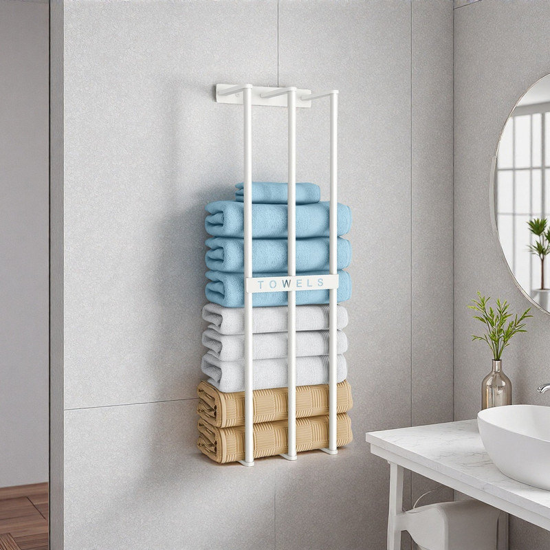 Porte-serviettes mural de 30 pouces peu encombrant pour serviettes en rouleau, support de salle de bain moderne conçu pour les espaces compacts