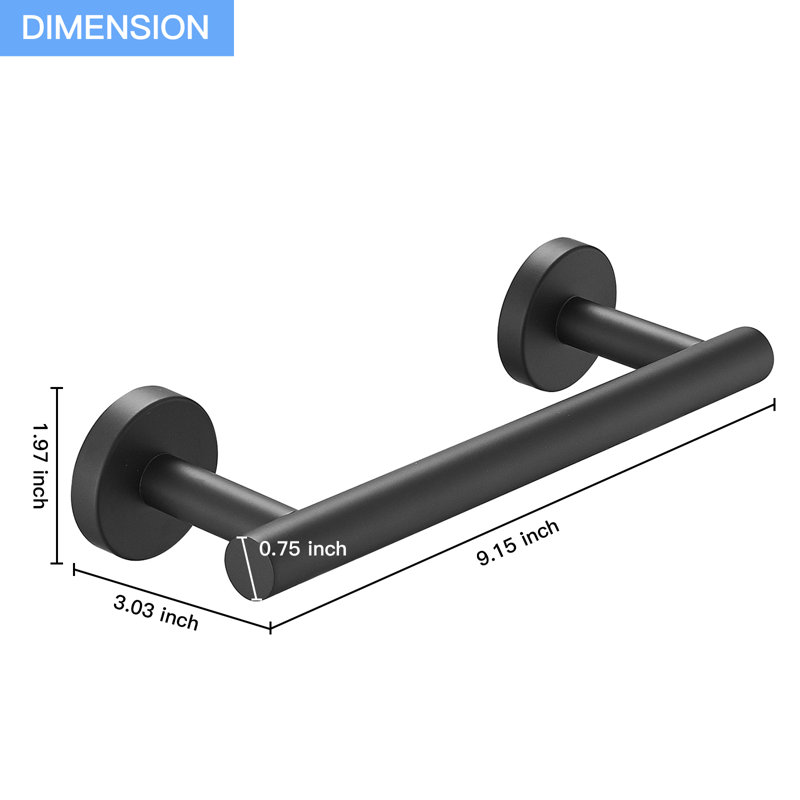 Barre à serviettes murale 4,5 "pour salle de bain Kitchen, Noir, H 3,03 po x L 9,15 po x P 3,03 po