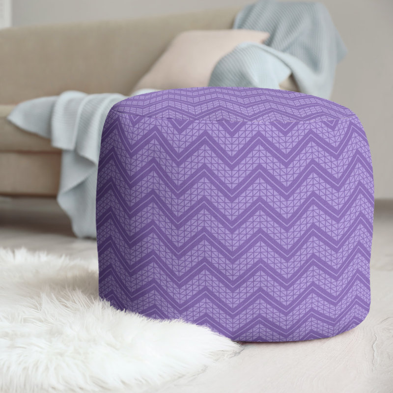 Upholstered Pouf, Medium Purple