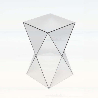 Silver Mirrored Geometric Side Table, Modern Luxe Accent for Living Room and Bedroom, Reflective Decorative Nightstand