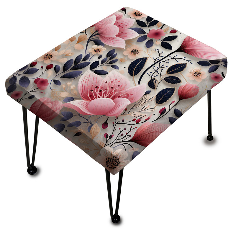 Pink Romantic Trance Floral Pattern I - Floral Rectangle Ottoman
