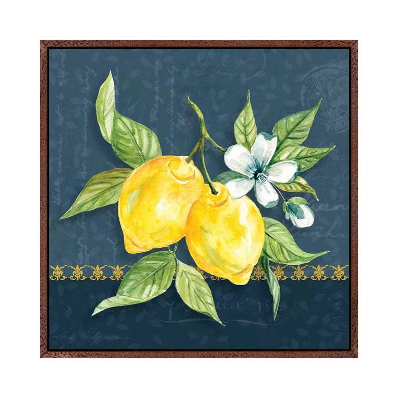 Blue Lemon Squeeze II by Carol Robinson - Print on Canvas, Classic Brown Wood Framed, 66.04 cm H x 66.04 cm W