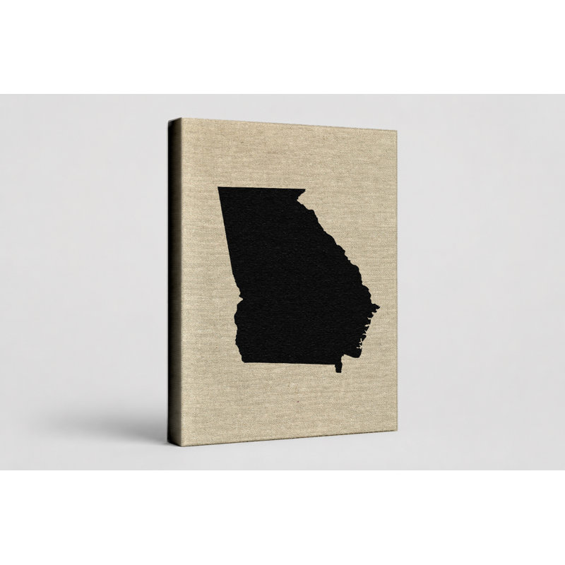Georgia State Silhouette - Portrait, art mural sur toile, 12" W x 18" H