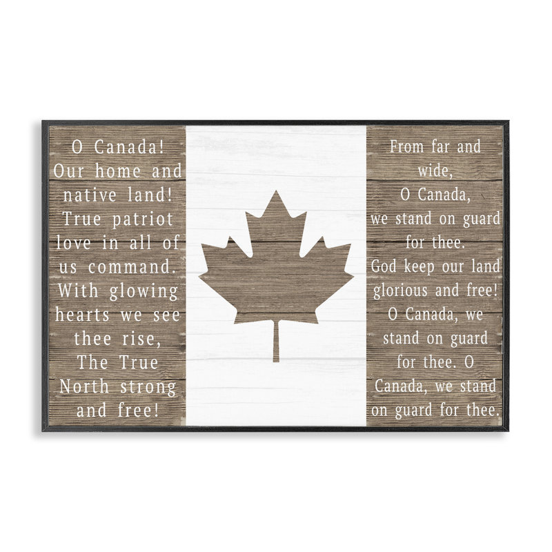 «O Canada Rustic Anthem», dessin par Lil 'Rue, H 12 po x l 18 po, Giclée encadrée noir minuit