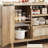 Rattan Sideboard Buffet Cabinet with Storage, Farmhouse Kitchen Buffet Cabinet with Drawer-331418632-319268007
