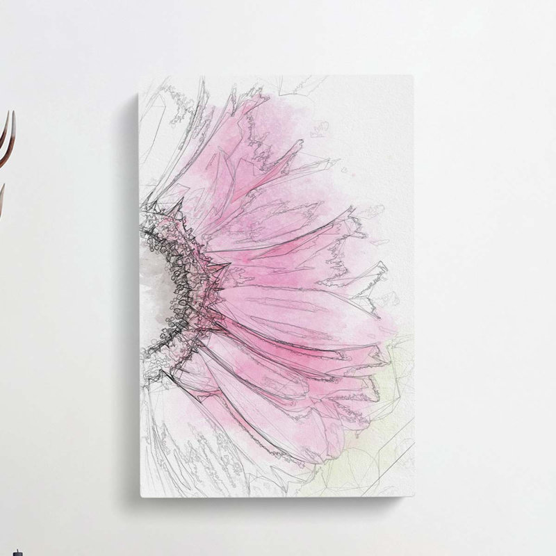 Beauty Of A Pink Gerbera Flower In Abstract - Wrapped Canvas Print, 60cm H x 40cm W x 3cm D