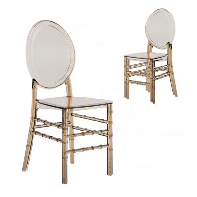 Stackable Ghost Style Amber Acrylic Event Chairs – Set of 2