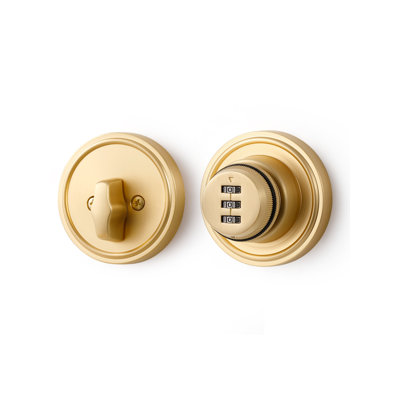 Verrou de porte MRML à pêne dormant, finition or brossé, code d'accès sans clé, cylindre simple, combinaison réinitialisable à 3 chiffres, pour portes intérieures et extérieures, lot de 1