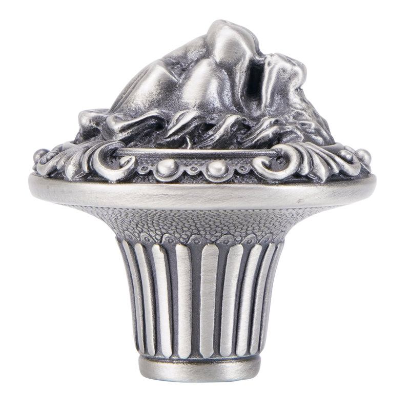 LION IN WINTER KNOB; ANTIQUE NICKEL, Antique Nickel
