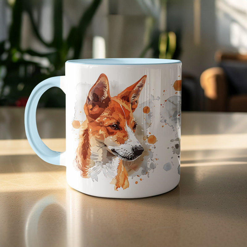 Artistic Beagle Dog Design 11oz Coffee Mug, Light Blue, 2