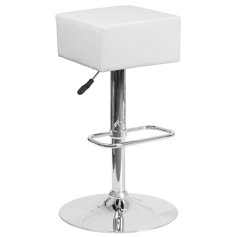 Tabouret de bar à hauteur réglable en vinyle Nordman, Blanc