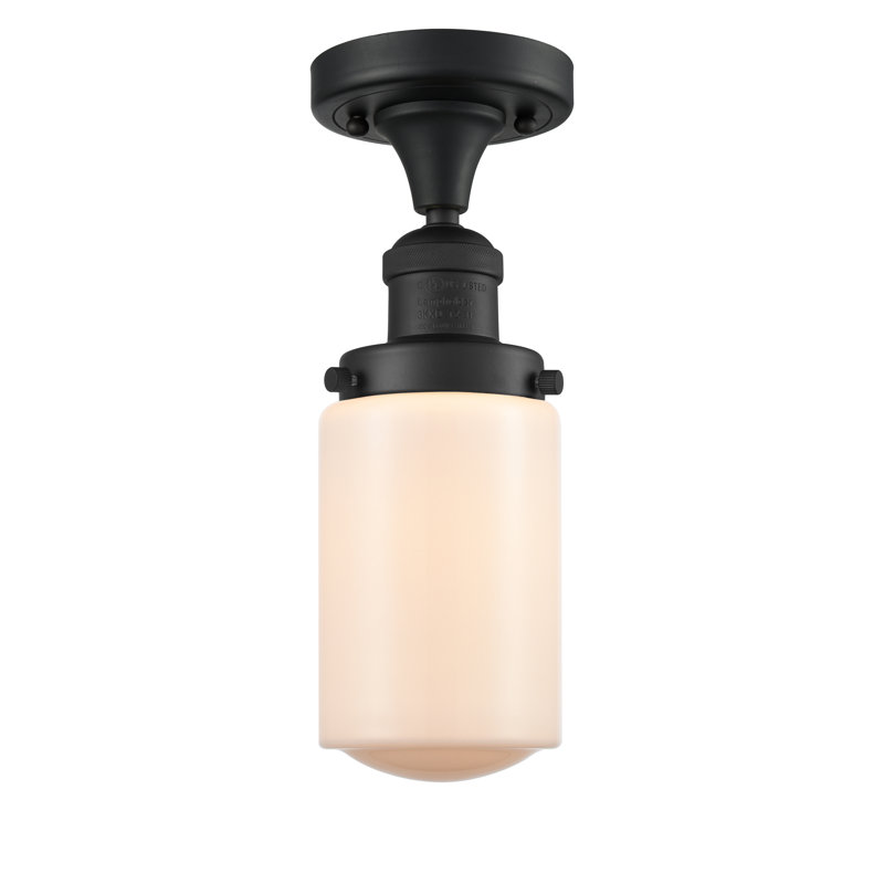 Plafonnier semi-encastré 4,5 po Saroyan, Blanc mat, Ampoule non incluse, Noir mat