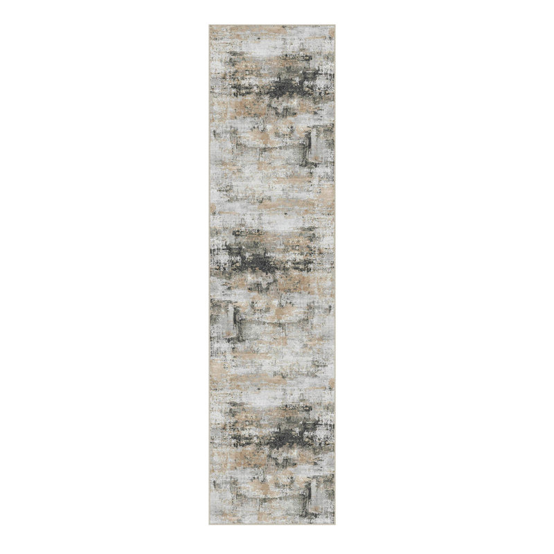 Elroy Modern Abstract Machine Washable Area Rug with Non-Slip Backing, Runner 2' x 8'