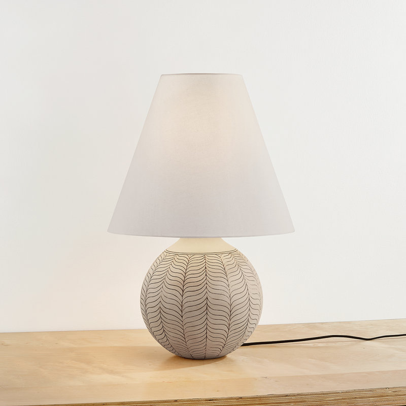 Capers Table Lamp in Aged Brass and Ceramic Ivory Petal by Cortney Bishop