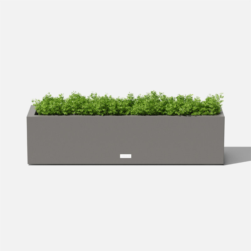 Gray Rectangular Plastic Window Box Planter with Drainage Holes