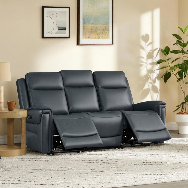 Canapé en cuir véritable Super Zero Gravity, H 41,73 po x l 83,46 po x P 37,8 po, 3, Marine