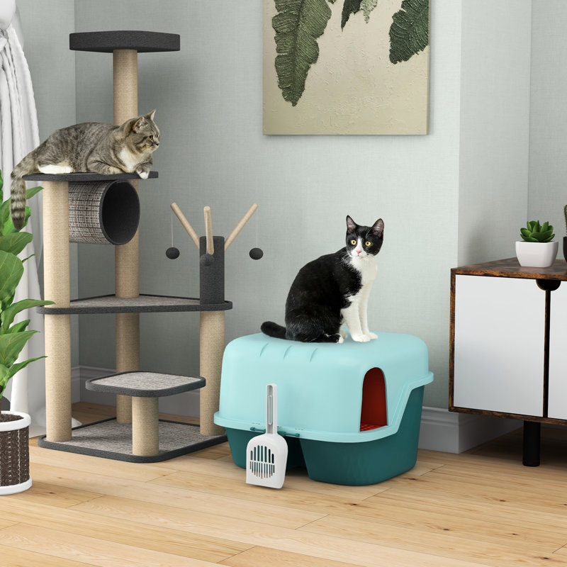 Bac à litière pour chat avec couvercle, facile à nettoyer pour les animaux de compagnie d'intérieur - Conception spéciale minimisant le suivi des chats