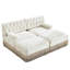 2 beige, jupe à pampille, molleton, combinaison pour un décor de salon doux et chaleureux avec style, base en bois
