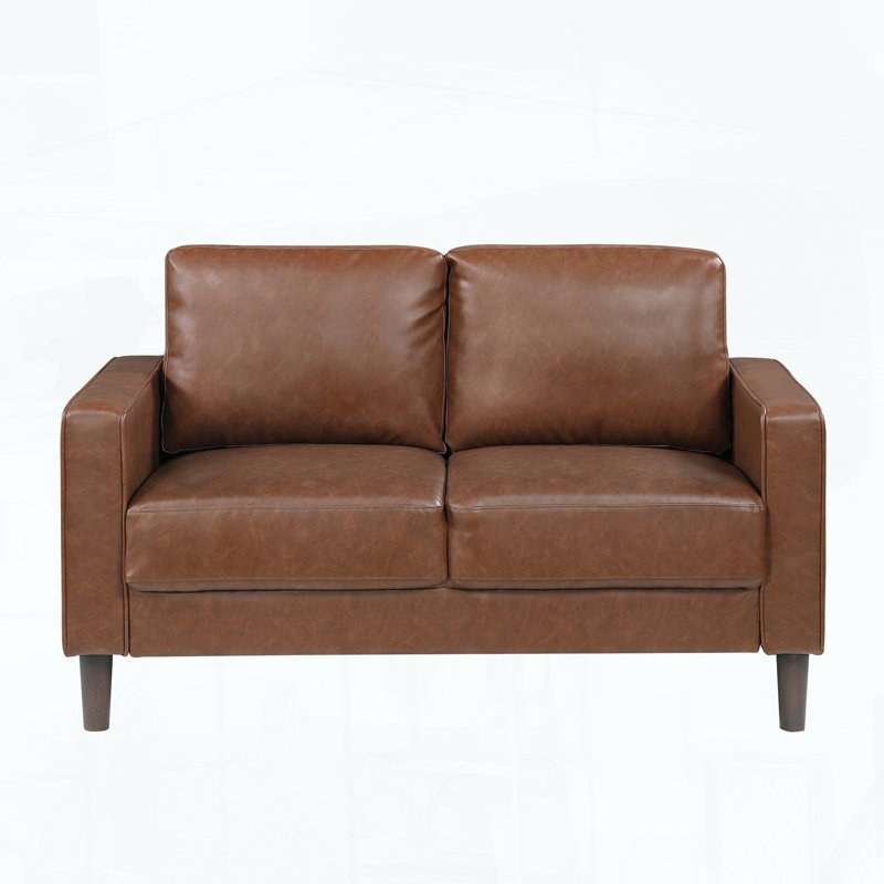 Causeuse moderne en similicuir chocolat avec accoudoirs, Chocolat