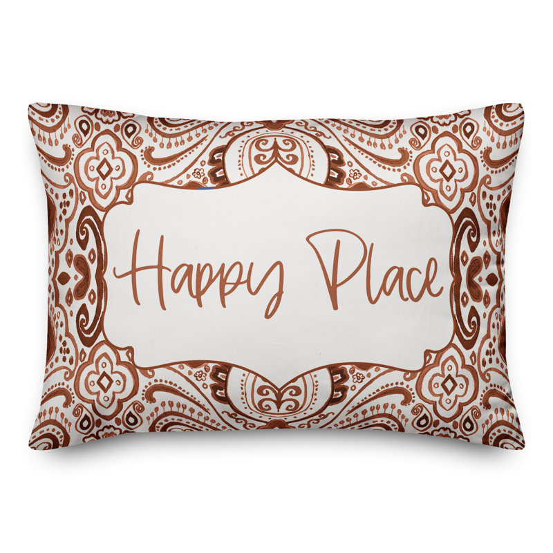  Housse de coussin rectangulaire et insert Happy Place, Orange