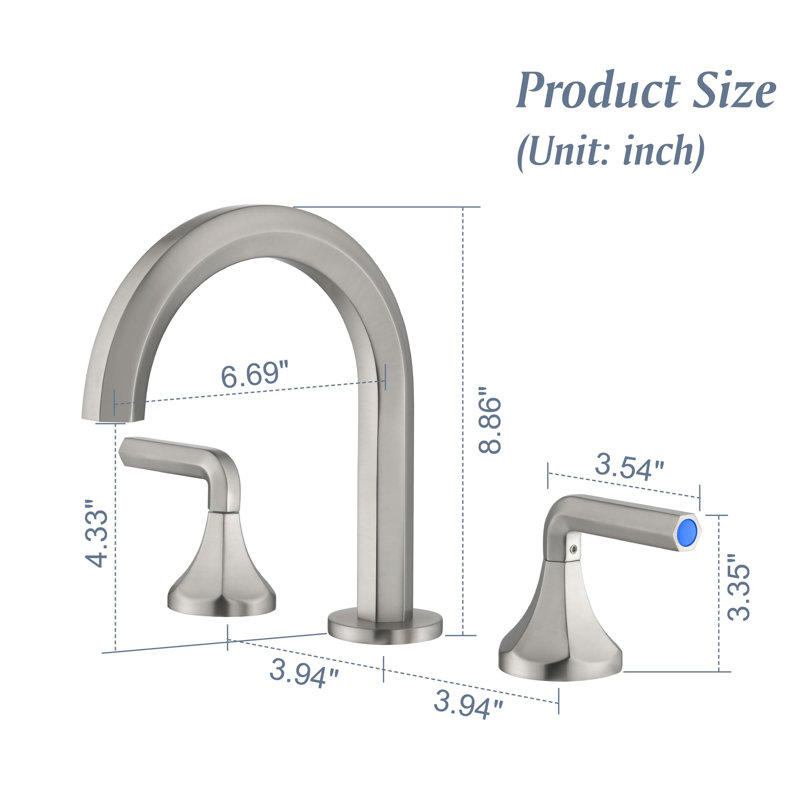Widespread 2-handle Bathroom Faucet, Brushed Nickel
