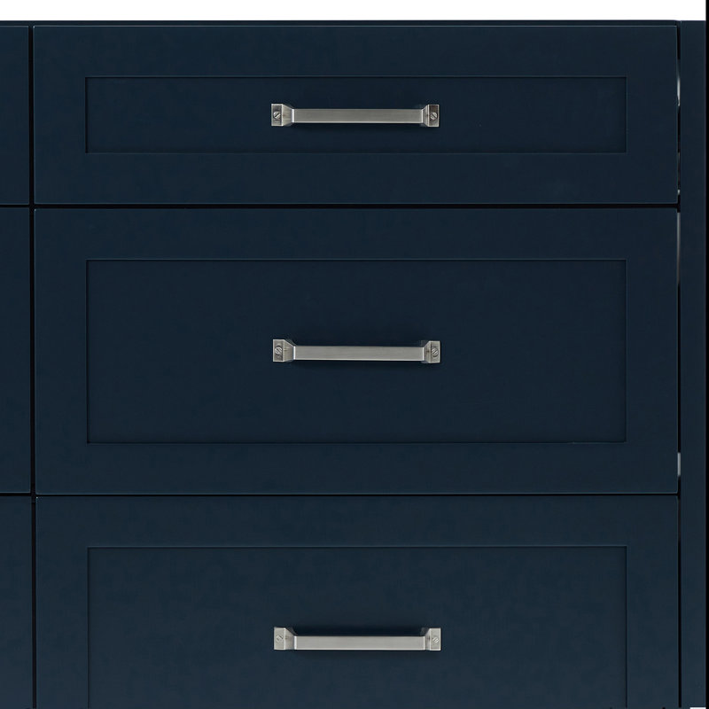 ARIEL Monroe 72 Double Sink Bathroom Vanity with Carrara Quartz Top, Midnight Blue, 66" - 67", Pure White Quartz